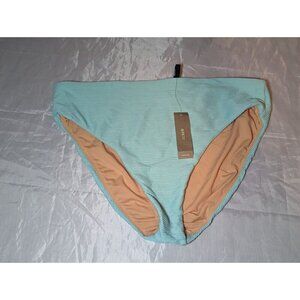 J Crew Women's Rib Bikini Bottom Size Large High Cut Leg Sunwashed Aqua NWT